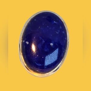 925 Sterling Silver Ring Sz 6.5 with Natural Lapis Lazuli 28x20mm Gemstone